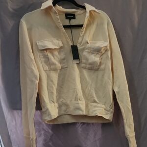 Monrow Cream Long Sleeve Shirt